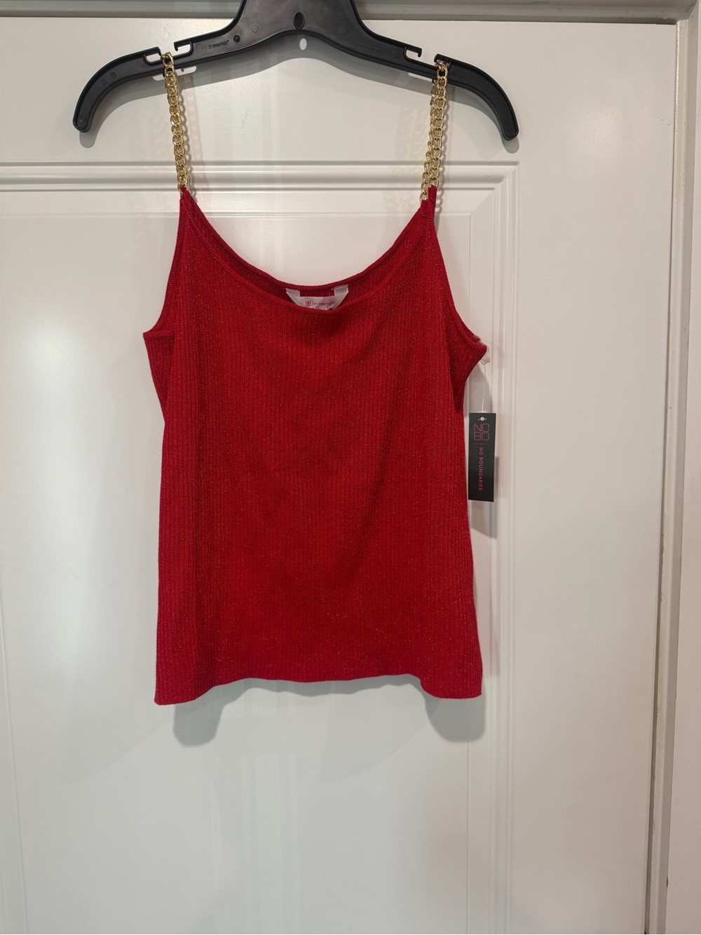 No Boundaries Red Tank Top with Gold Chain Straps